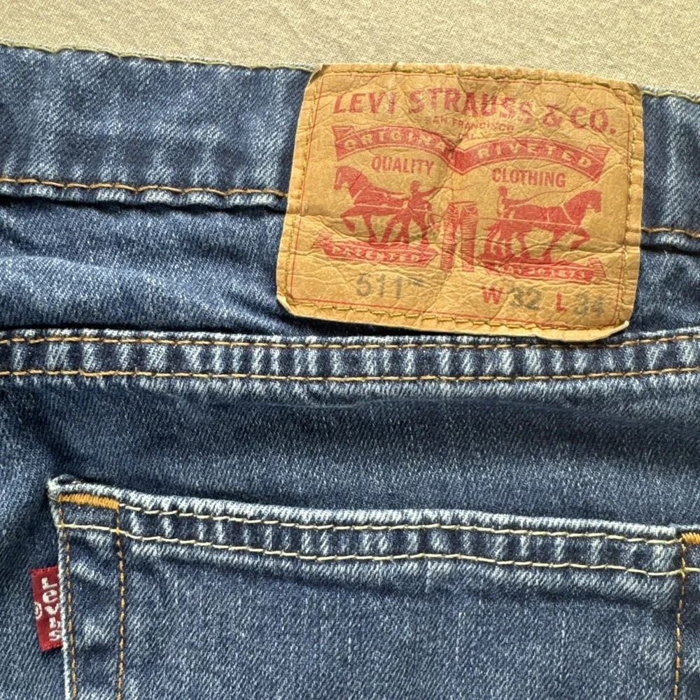 Levis 511 Jeans Men 32x34 Slim Fit Blue Denim Pants Stretch Low Rise Medium Wash